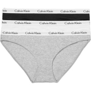 Calvin Klein Women's Carousel Logo Cotton Stretch Bikini Panties, 3 Pack (Medium, Black/White/Grey Heather)