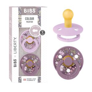 BIBS Liberty Soother 2-Pack, BPA Free Dummy Pacifier, Round Nipple. Natural Rubber Latex, Made in Denmark, Size 1 (0-6 Months), Chamomile Lawn Violet Sky