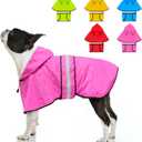 Weesiber Dog Raincoat, Waterproof Dog Rain Jacket with Leash Hole, Hooded Pet Poncho Lightweight Puppy Coat for Small Dogs (S, Pink)