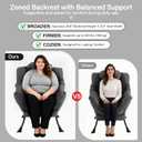 Lazy Chair with Ottoman, Modern Accent Chair with Lumbar Pillow, Dark Grey Sofa, Armchairs with Folding Footrest, Oversized Supportive Chairs for Bedroom, Reading, Large