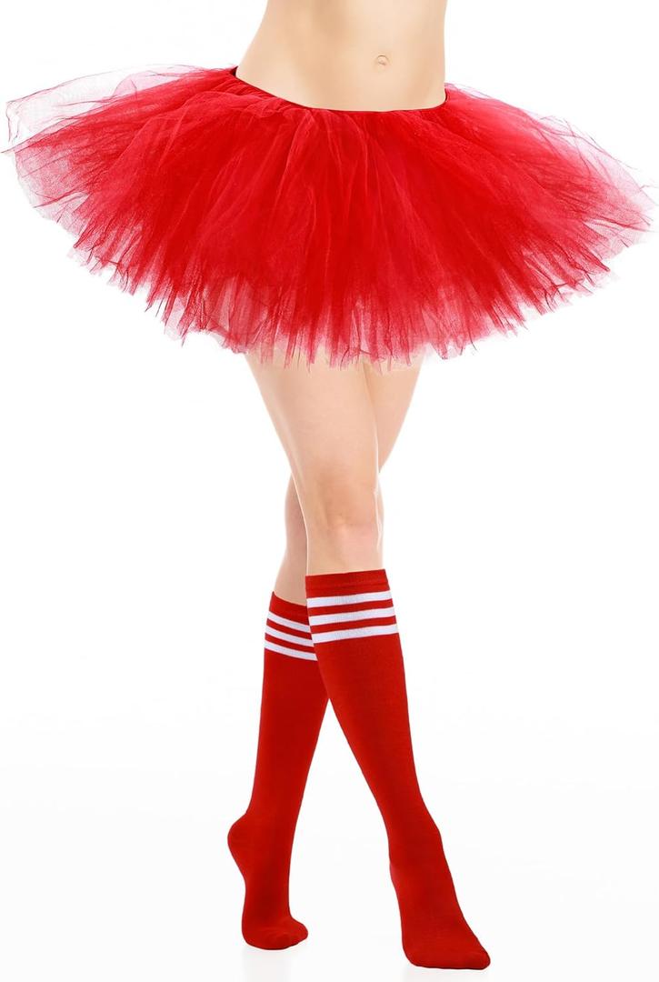 Zhanmai Tutu for Women Girls 5 Layered Tulle Tutu Skirt Princes Runners Costumes Tube Socks for Adult