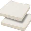 Magpie Fabrics Square Corner Seat Cushion, 18" x 18" x 2.5", 2 Pack, Indoor/Outdoor Waterproof Weather Resistant Universal Chair Pads for Patio Garden Dining - Cream Beige