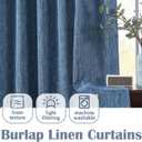 Jinchan Burlap Linen Look Curtains 84 Inches Long Blue Textured Curtains for Living Room Light Filtering Farmhouse Curtain Panels Semi Sheer Country Rustic Bedroom Window Drapes Rod Pocket 2 Panels