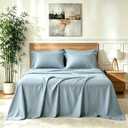KAKIJUMN 6 Piece Queen Sheets Set, Rayon Derived from Bamboo Blend, Dusty Blue