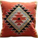 Handmade 100% Wool Kilim Pillow Cover  18x18 Inches, Durable Indian Cushion Case, Premium New Zealand Wool for Home Decor (Orange, Pack of 1)