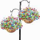 2 Set Artfiticial Hanging Flowers Baskets for Outdoors,Red Blue, 2 Pcs