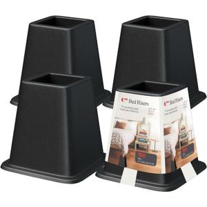 Bed Furniture Risers 6 Inches, Heavy Duty Bed Lifts, Furniture Risers for Bed, Couch, Desk, Sofa, Chair, Table Legs Extenders (Pack of 4, Black)