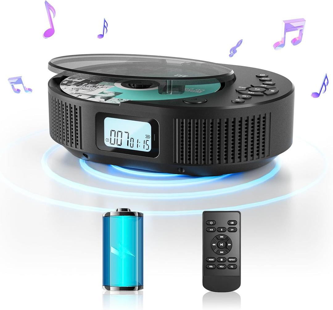 CD Player Portable, FELEMAN Upgraded 2 in 1 Portable CD Player & Bluetooth Speaker, Rechargeable Boombox CD Player for Car/Home with Remote Control, FM Radio, Support AUX/USB, Headphone Jack