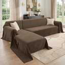 CAPALOCA Sectional Couch Covers 2 Pieces, Chenille L Shaped Couch Cover Blanket for Sectional Sofa with Herringbone Pattern Washable Sofa Slipcovers (XX-Large: 71" x 118" + 71" x 118", Coffee)