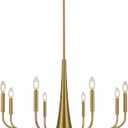 ACNKTZ Gold Chandeliers for Dining Room, 8-Light Modern Farmhouse Metal Chandelier, Brushed Brass Vintage Candle Lighting Hanging Ceiling for Kitchen Island Living Room Foyer Bedroom, 8-light/31.5 In