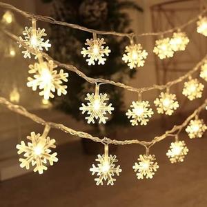 WARMGBOXCO Christmas Snowflake Lights Indoor, 40 LEDs,6 M/19.69 FT, 2 Light Modes,Battery Operated Snowflake String Lights,Snowflakes Lights Suitable for Christmas Trees,Gardens,Bedrooms