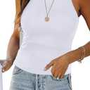 Womens Halter Tops Summer Sleeveless Shirts Sexy High Neck Fitted Tops Racer Back Tank Tops Blouses, Size XL