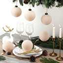 6 Pcs Christmas Velvet Balls 4 Inch Large Cream White Flocked Christmas Hanging Ornaments Decor Shatterproof Luxury Handmade Velvet Balls Xmas Tree Ornaments Bulbs for Wedding Anniversary Party (Beige)