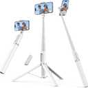 SYNCWIRE 55" Selfie Stick Tripod for iPhone, 3 in 1 Extendable Phone Selfie Stick with Remote, Aluminum Travel Tripod for iPhone 17/16/15/14/13/12 Series and More Smartphones (White)