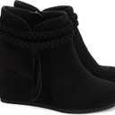 Womens Wedge Ankle Boots Braided Fringe Strap Western Heeled Fall Booties Dress Shoes (Brown) 9