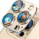 Uyiton for iPhone 12 Pro Max Camera Lens Protector, [Drop Protection][Strong Adsorption] 9H Tempered Glass Camera Cover Screen Metal Ring Case Friendly Scratch Resistant Easy to Install - Gold