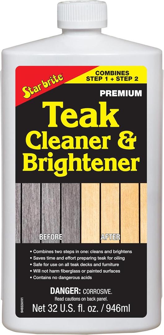Star Brite Teak Cleaner & Brightener, Restore Weathered Wood, 32oz (094932)