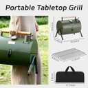 MAISON HUIS Small Charcoal Grill, Portable Tabletop BBQ Smoker for Outdoor Camping,Mini Grill with 9-Piece Stainless Steel Grill Tool Set for Tailgating Hiking Picnic (Green Kit)