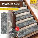 JSEI Stair Treads for Wooden Steps, 15 Pack 8" X 30" Non-Slip Machine Washable Carpet Stair Treads with TPE Backing, Indoor Stair Rug Runner for Kids Elders & Pets, Polyester, Dark Grey/White