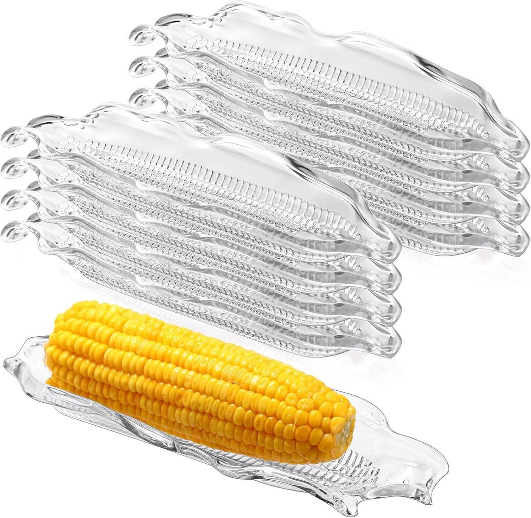 24 Pcs Plastic Corn Trays 10.6 x3.4 Inches Transparent Corn Dish Clear Corn on The Cob Trays Corn on The Cob Dinnerware Sets Serving Trays for Sweet Butter Corn for Families or Restaurants