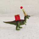 Velociraptor Dinosaur Cake Toppers, Velociraptor Dinosaur Cake Topper With Birthday Party Hat And Gift Box For Dinosaur Party Cake Decorations