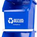 Recycling Rules! 6 Gallon Stackable Recycling Bin Container in Blue, Eco-Friendly BPA-Free Handy Recycler with Handle, 3-Pack