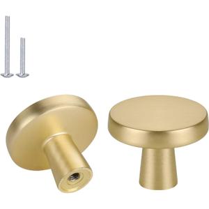 Haliwu 10 Pack Brushed Gold Cabinet Knobs Gold Dresser Drawer Knobs Round Brass Kitchen Cabinet Hardware Zinc Alloy