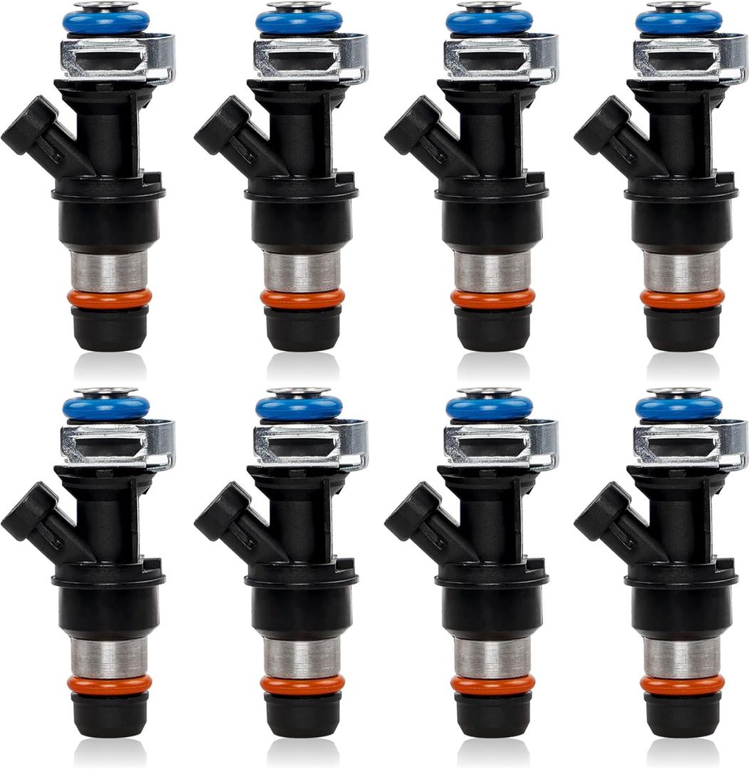 4.8 5.3 6.0 Fuel Injector 4 Holes 8Pcs, Compatible with 1999-2006 Chevrolet Silverado Suburban Tahoe Cadillac Escalade GMC Sierra Yukon Isuzu Hummer Buick, Replaces# 17113553 25323974