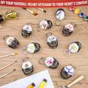 12PCS Mini Rugby Helmet Keychains White Football Helmets, Football Mini Helmets Keychain Charm Bulk for Party Souvenirs Craft Painting Footballs Gift DIY Decoration
