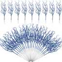 Jutom 30 Pcs Glitter Christmas Tree Pick 13.7 x 2.7 Inch Curly Tall Tree Filler Branches Sprigs and Twigs Decorations for Christmas Vase Xmas Gift Wedding Decoration(Blue)