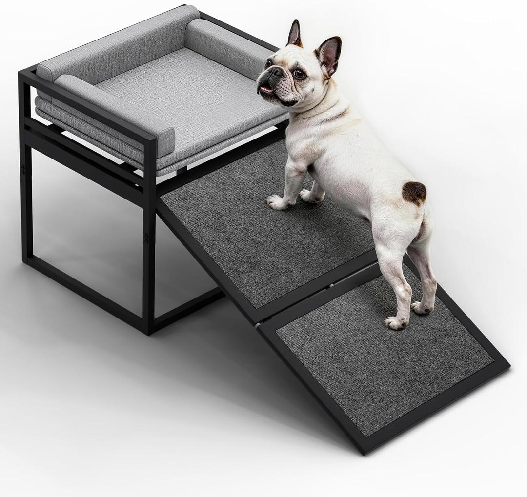 AZV Dog Chairs with Folding Ramps for Bed,Seat Stairs Mate for Small Dogs | Non Slip Steps for Puppy Cats Pets to Get on High Bed with Platform Doggie Office Window Perch Doggy Couch,Dachshunds Ladder