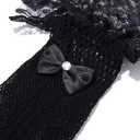 Lace Black Gloves Tea Party Short Fishnet Bow Gloves Costume for Women