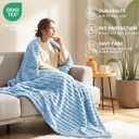 Light Blue Ribbed Throw Blanket for Couch - 300GSM Lightweight Soft Fleece Blanket for Women Men, Cozy Blankets for Mothers Gifts, Striped Spring Home Room Decor, Light Blue, 50x60 Inches