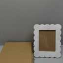 Yalikop Scalloped Marble Picture Frame Display Photos Tabletop Display White Frame Home Picture with Acrylic Transparent Board Decor for Bookshelf Table Home(5 x 7 Inches)