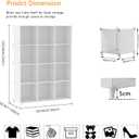 AWTATOS Cube Storage Organizer Storage 12 Cube Bookshelf DIY Plastic Closet Clothes Storage Shelves with Wooden Mallet, Stackable Storage Solution for Home, Bedroom, White