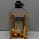 Wood Lantern with Faux Succulents and LED Candle Centerpiece,