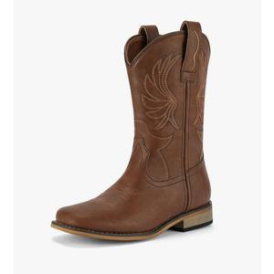 Rollda Kids Cowboy Boots for Boys Girls Western Square Toe Cowgirl Boots with Walking Heel , Big Kid, Size 7  Brown 7 Rollda Kids Cowboy Boots for Boys Girls Western Square Toe Cowgirl Boots with Walking Heel , Big Kid, Size 7  Brown 7