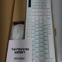 Wireless Keyboard and Mouse Combo, Full-Sized Wireless Keyboard and Adjustable DPI Mouse, 2.4GHz USB Receiver, Keyboard and Mouse for PC, Windows, Desktop, Laptop (Mint Green and White)