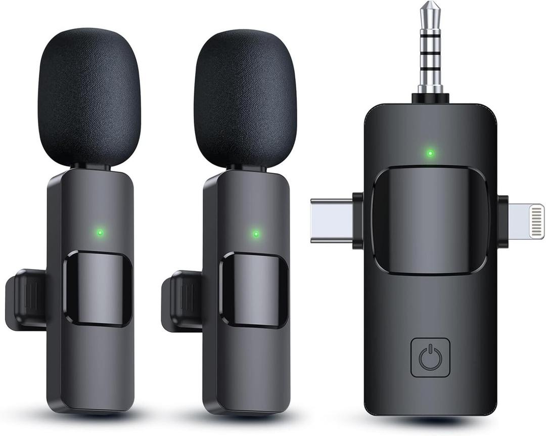 3 in 1 K15 Wireless Lavalier Microphones for iPhone, iPad, Android, Camera