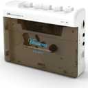 Portable Bluetooth Cassette Tape Player, Cassette Player Recorder,Equipped with Headphone and AUX Ports, Support AUX Line in Record,Built-in Microphone, Powered by DC or AA Battery (White)