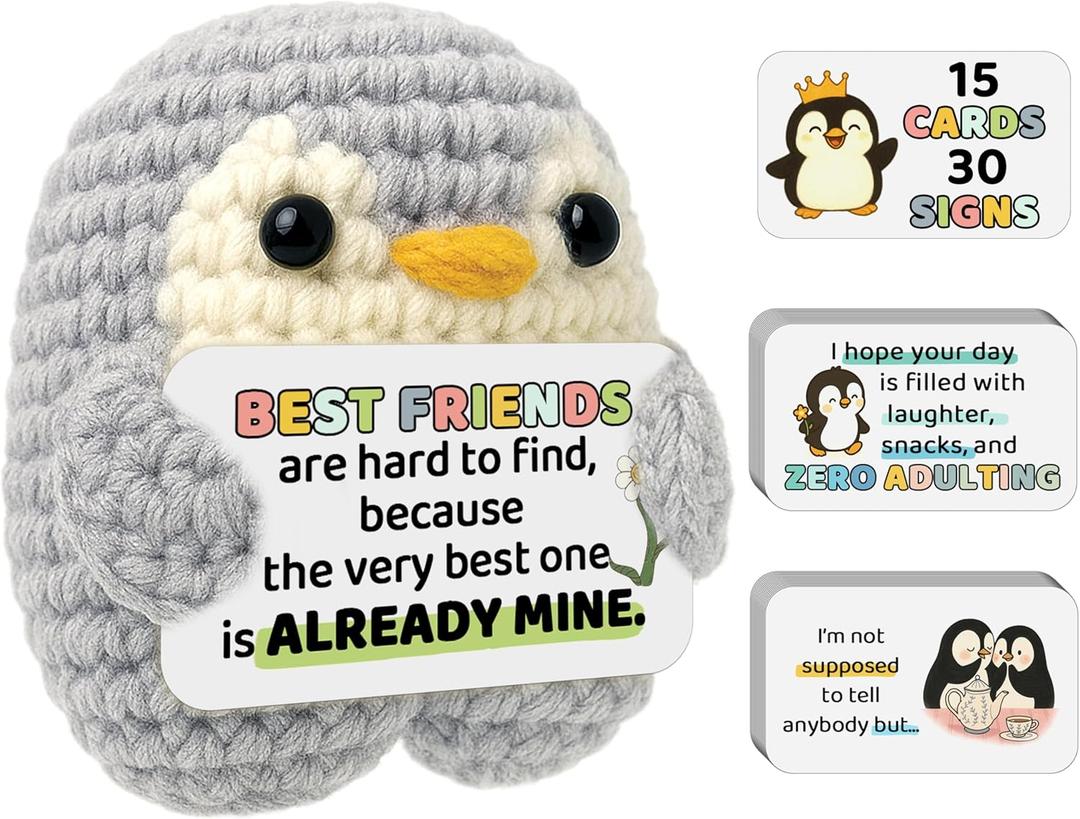 Crimmy Friendship Gift for Women, Sisters, Best Friend, Positive Crochet Doll with 30 Cute and Uplifting Messages, Funny Christmas, Birthday Gift Idea for Bestie, Coworkers, BFF