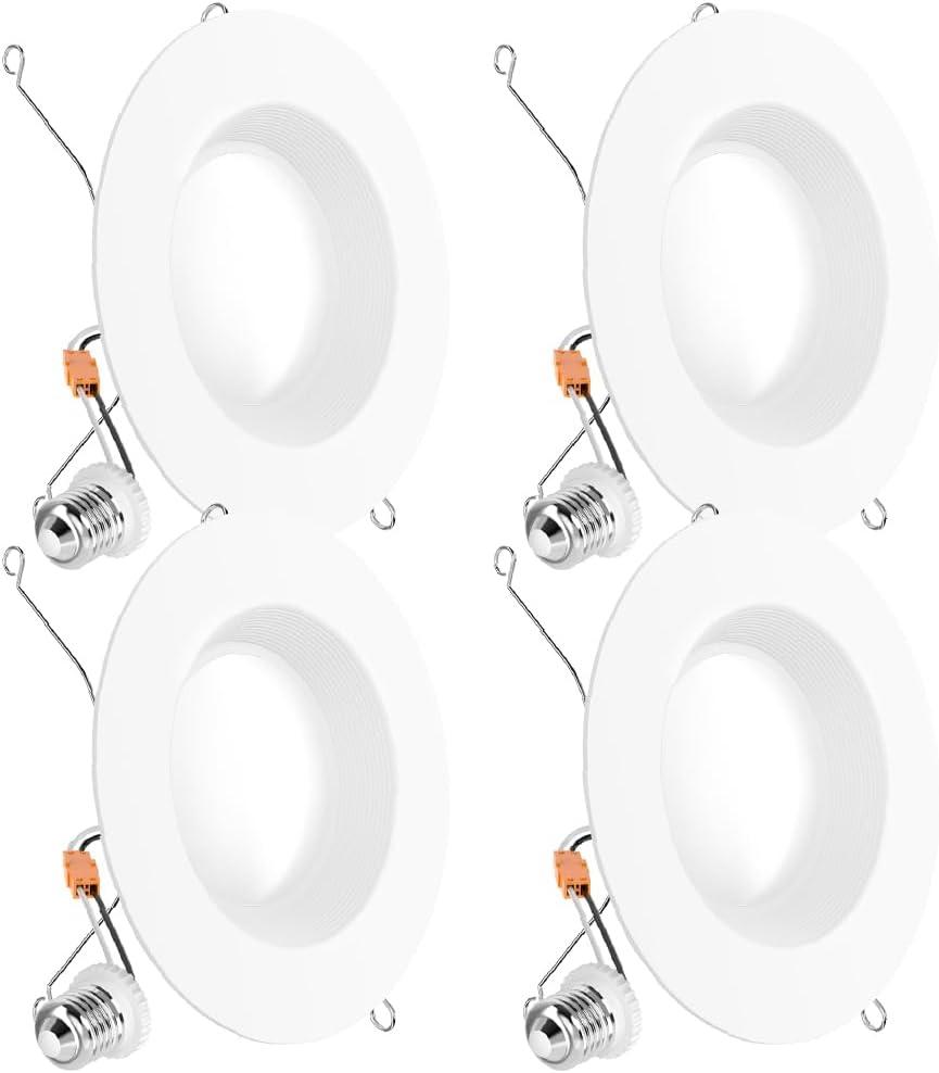 Sunco 6 Inch LED Recessed Light, Retrofit Downlight Can Lights for Ceiling, Baffle Trim, 1050 LM, 13W (75W Equivalent), 5000K Daylight, Dimmable, Damp Rated UL 4 Pack