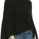 Ferand Women's Lightweight Poncho Sweater Versatile Shawl Wraps Holiday Gifts for Women 2024 (One Size, Black)