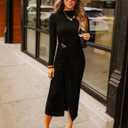 ZESICA Women's 2026 Spring Long Sleeve Bodycon Dress Mock Neck Wedding Guest Cocktail Party Long Midi Dresses (Black, S)