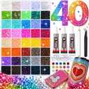 40000Pcs 40 Colors Jelly Resin Kit, Bedazzling Kit, Bedazzler Kit with Rhinestones, 3mm Flatback Gems with B7000 Glue & Tools for Crafts, Nails, Shoes