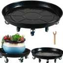 Planterhoma 3 Packs 18" Metal Plant Caddy with Wheels Extra-Large Rolling Plant Stand Heavy-Duty Plant Dolly with Casters Indoor Outdoor Wheeled Flower Pot Mover Rollers Garden Cart Trolley, Black