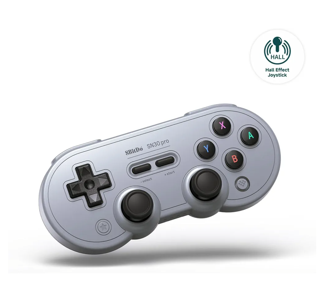 8Bitdo SN30 Pro Bluetooth Controller, Hall Effect Joystick Update, Compatible with Switch, PC, macOS, Android, Steam Deck & Raspberry Pi (Gray)