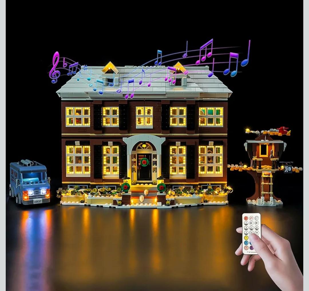 Nitemode Light Kit Compatible with Lego Home Alone House Set 21330 – Upgraded Window Lights with Remote Control & Built‑in Sound Module, Lighting Accessories for Ideas 21330 Display (Lights Only)