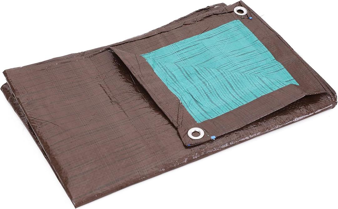 Kotap 6 x 8 Ft. All-Purpose Multi-Use Protection/Coverage 5-mil Poly Tarp, Reversible, Waterproof, Brown/Green, 30-Pack (TBG-0608-30)