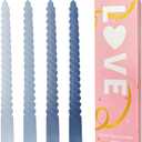 Taper Candles Blue, Spiral Twisted Candles Set of 4, Unscented Taper Candlesticks 10 inch Tall, Home Decor Wedding Decorations,Valentines Day